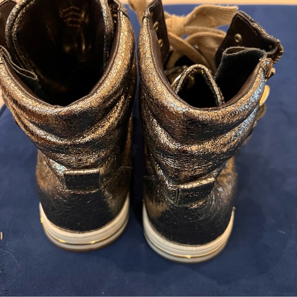 MICHAEL KORS GLAM METALLIC HI-TOP STUDDED SNEAKERS 9M - Picture 5 of 13